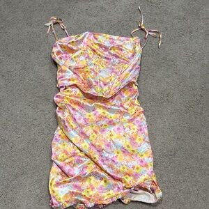 For Love And Lemons Pink and Yellow Floral Mini Dress